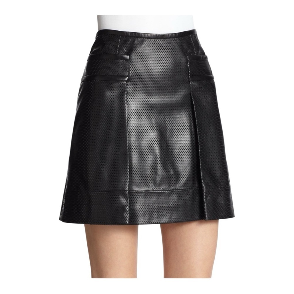 Tory Burch Nwt Fae Leather Skirt | Black Perforated | Size 10